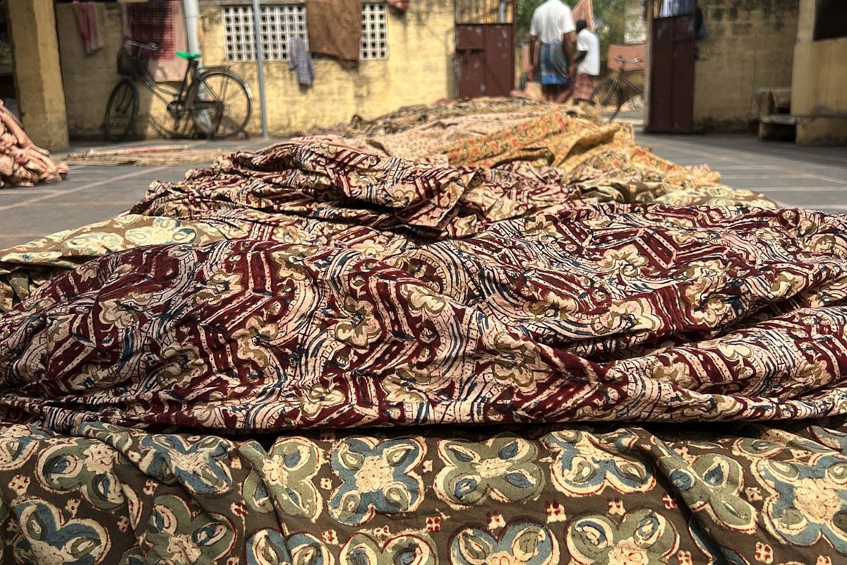 Printed Kalamkari textiles presented in the open air